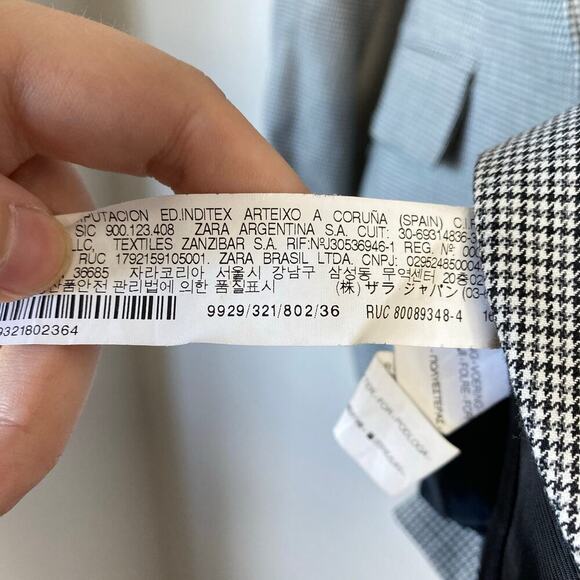 ZARA Micro Houndstooth Blazer Jacket Women's Size 4 Office Career Travel Gray - Picture 6 of 7